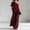 Wine, variant on Women's 2 Piece Outfit One Shoulder Top and High Waist Wide Leg Pants Set, Textured Washed Crinkle Lounge Set, Casual Boho Flowy Matching Set for Summer Black L