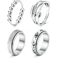 thumbnail image 2 of Stainless Steel Fidget Anxiety Ring for Women Men Fidget Spinner Rings Moon Star Celtic Stress Relieving Spinning Ring Wedding Band Rings Set,4-6Pcs, 2 of 10