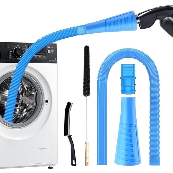 Detetap 5 Pieces Dryer Vent Cleaner Kit, Dryer Lint Vacuum Attachment and Flexible Dryer Lint Brush,Gap brush， Vacuum Hose Attachment, Blue .