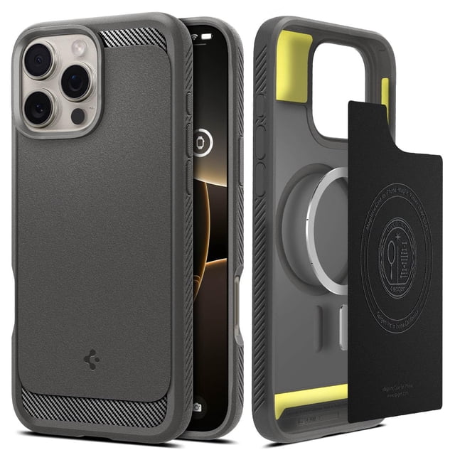 Funda Spigen Rugged Armor MagFit para iPhone 16 Pro, color gris