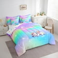 thumbnail image 3 of Erosebridal Cute Unicorn Bedding Twin Size,Neon Print Initial E Bed Set, Rainbow For Princess Girly Teens Bedding Sets Twin Size,Microfiber Bedroom Decor Reversible,7pcs, 3 of 6