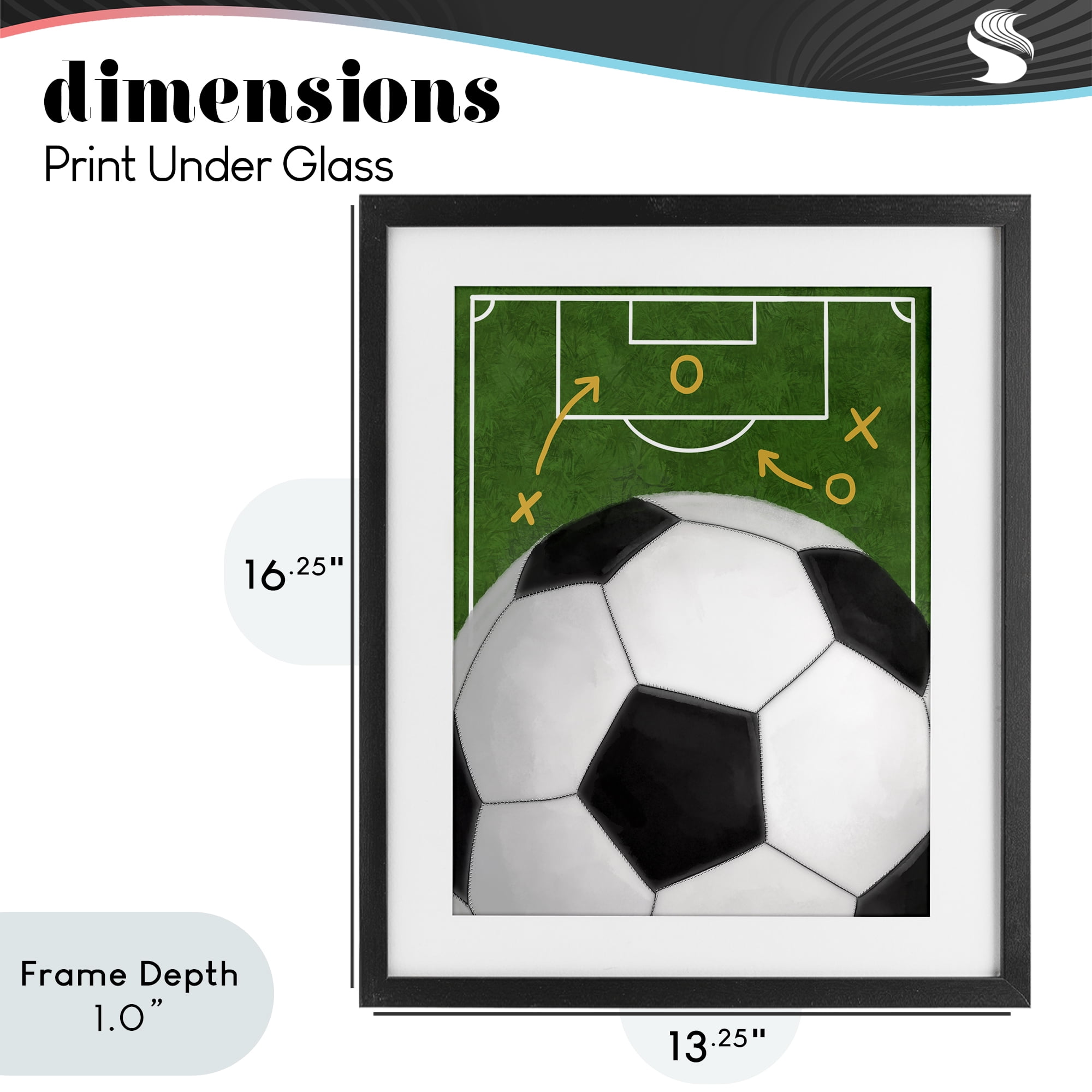 Stupell Industries Soccer Field & Ball Black Framed Print Under Glass, design by Jennifer Stith