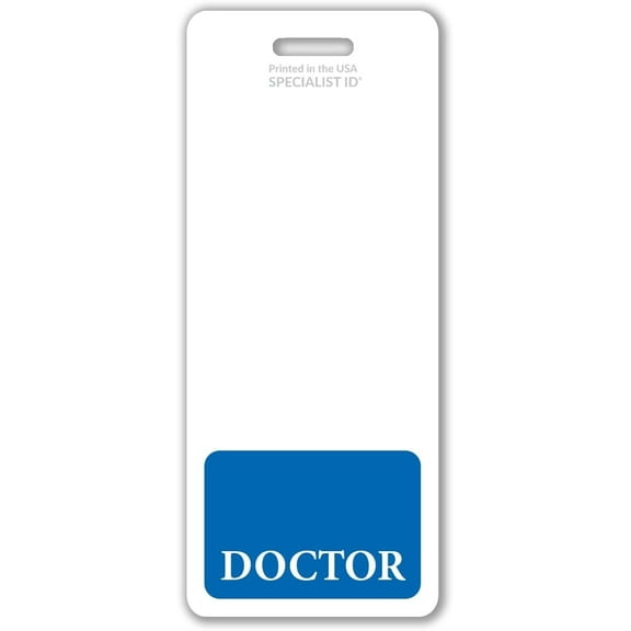 5 Pack - Oversized Doctor Badge Buddy - Vertical Extra Large Badge Buddies for Doctors - 2 1/8 X 5 1/2 Role Identification Badge Backer Card - USA Printed by Specialist ID (Blue)