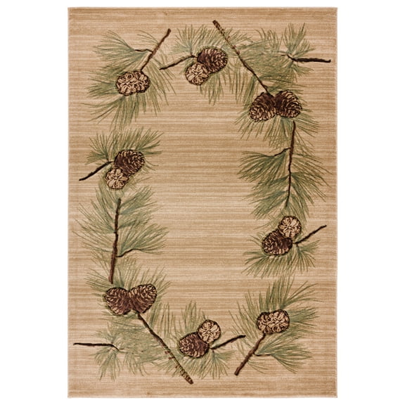 United Weavers Cottage Area Rug 2055 40926 Farmington Beige Acorns Stems 5' 3" x 7' 6" Rectangle