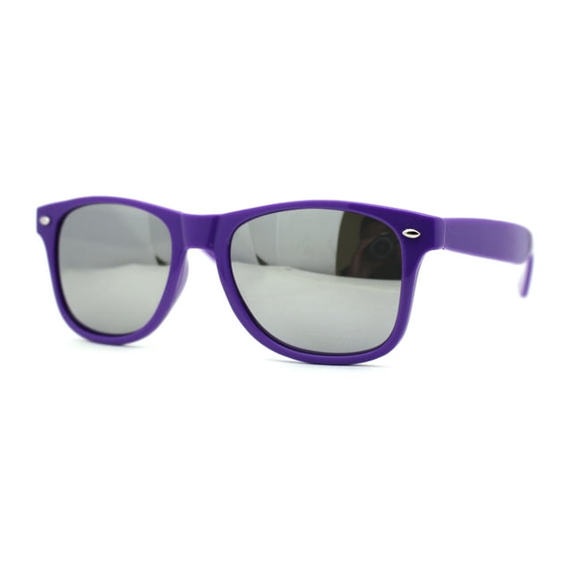 Lunettes de Soleil Classiques Emblématiques à Lentille Miroir Argentée, Monture Corne, Violet