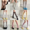 thumbnail image 3 of Huhudde Fishnets Knee Highs Stockings Ruffle Trim Frilly Over the Calf Socks Summers Sheer Mesh Knee Highs Socks Streetwear, 3 of 21