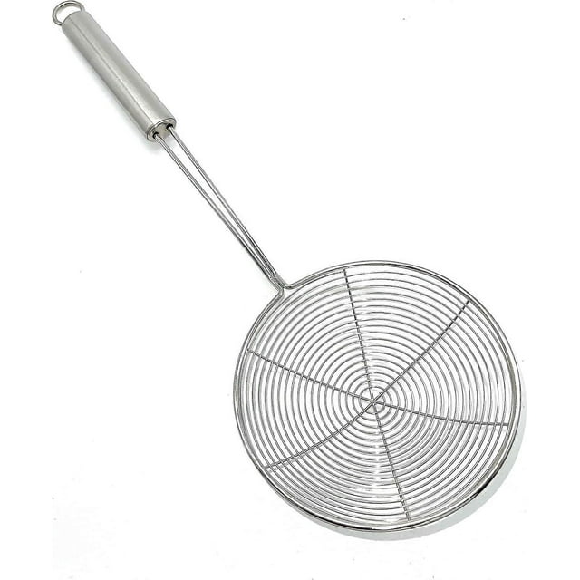 Skimmer, Oil Strainer, Stainless Steel, Ladle, Wire Skimmer Spoon, Spider Mesh Filter with Handle for Kitchen Frying Food, Pasta, Spaghetti (13.5 CM)