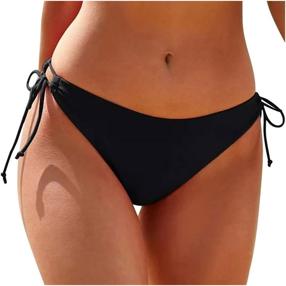Wyobmus Women Low Rise Bikini Bottoms Cheeky High Leg Cut Out Bathing Suit Side Ties Slimming Swimsuit Swim Bottoms Black