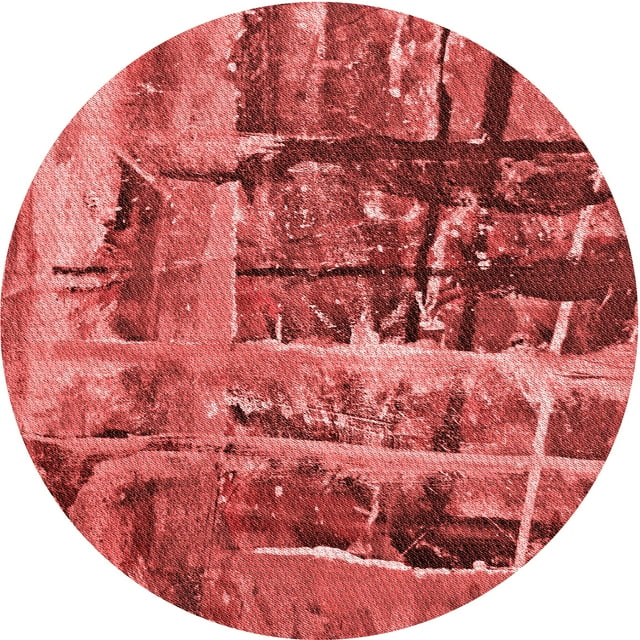 Ahgly Company Tapis d'Intérieur Ronds Transitionnels Rouges Lavables à la Machine, 4 Pieds Rond