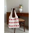 thumbnail image 2 of LinYooLi Love Heart Arrange Dough Twists Y2K Knitted Tote Bag Women Knitting Wool Handbag Purse Winter Warm Shoulder Bags, 2 of 7