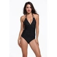 thumbnail image 2 of LIORA Women’s Halter One Piece Swimsuits V Neck Bathing Suit Ruched Tummy Control Swimwear, 2 of 7