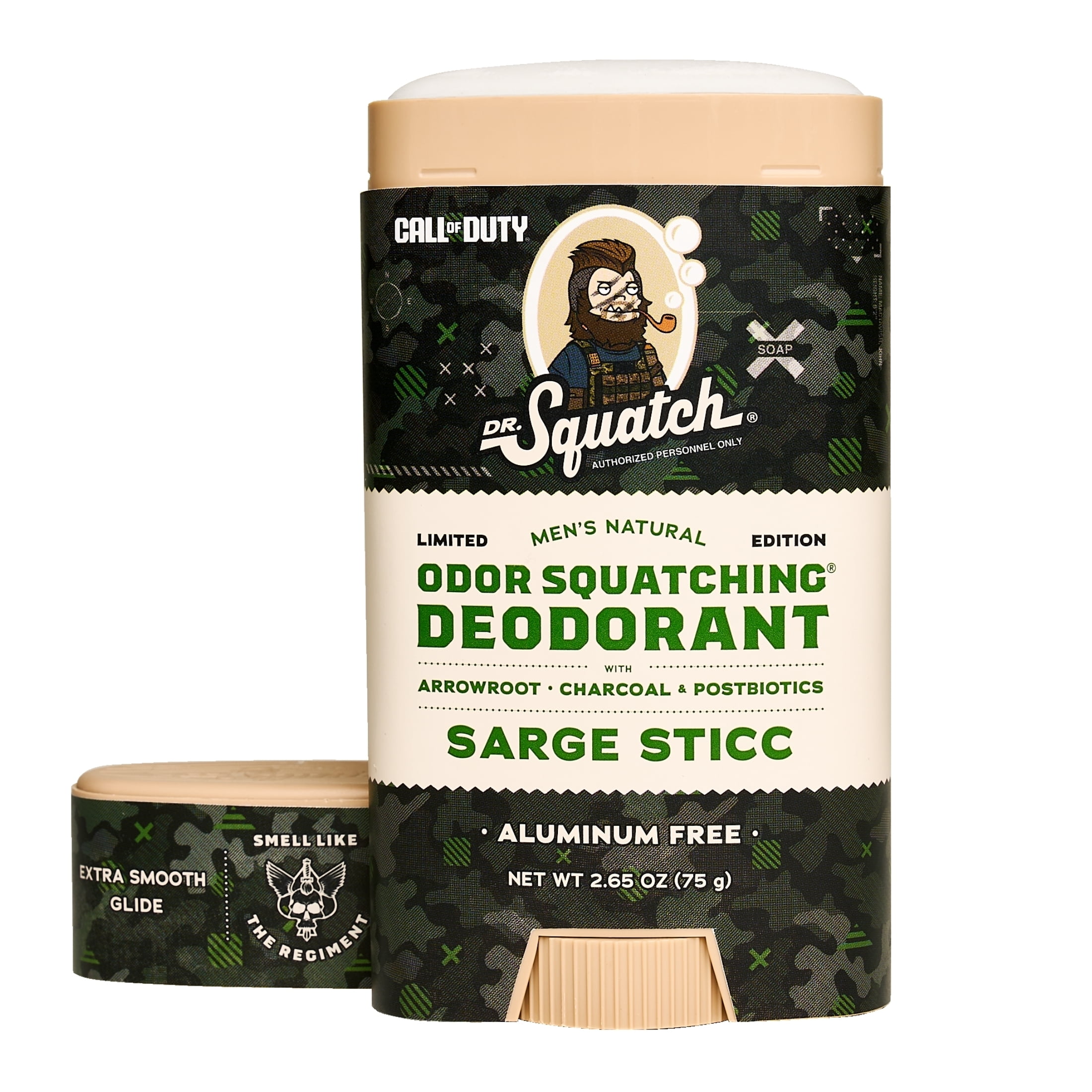 Dr. Squatch Call of Duty Limited Edition Natural Deodorant Stick for Men, Sarge Sticc, 2.65 oz