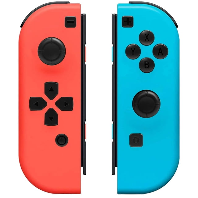 Controlador compatible con Nintendo Switch, soporta vibración dual/control de movimiento/captura de pantalla/función de reactivación, en colores rojo y azul