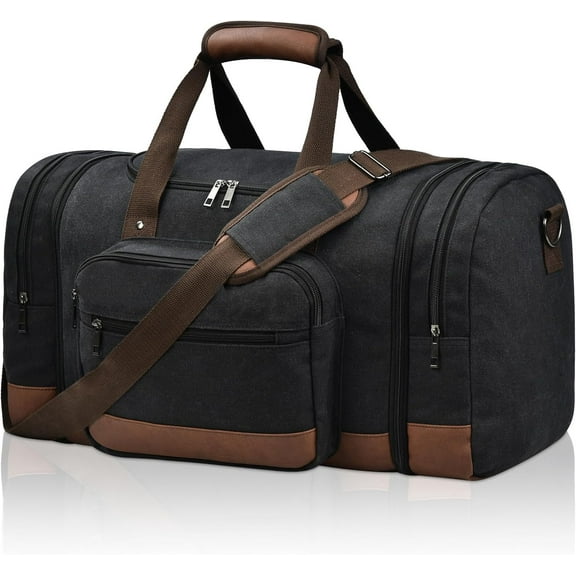 Duffle Bag for Travel, 50L Canvas Travel Duffel Bags Overnight Weekend Gym Carry  Luggage Bag for Men & Women(Black)