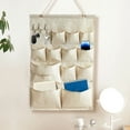 thumbnail image 4 of Hanging Multi-Pocket Fabric Storage Bag - Door/Wall-Mounted Organizer for Small Items, Space-Saving Dormitory/Office/Home Miscellaneous Storage, Beige Cotton Multi-Layer Storage Pouch, 4 of 6