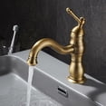 thumbnail image 1 of Grifo de baño con acabado en latón antiguo elegante, grifo mezclador de lavabo de una sola manija fácil de usar para lavabos de tocador con diseño de un solo orificio, compatible con conexión, 1 of 5