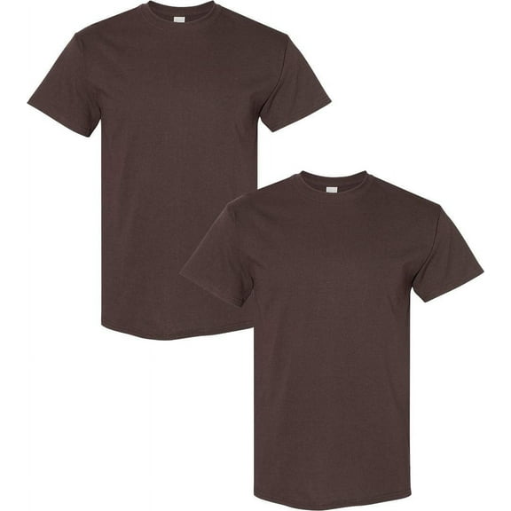 Gildan Mens Heavy Cotton T-Shirt , 2XL, Dark Chocolate (Pack of 2) 2 Dark Chocolate
