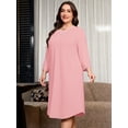 thumbnail image 3 of SHOWMALL 3/4 Sleeve Sleepwear for Plus Women Henley Nightgowns Button Neck Loungewear with Pockets, 3 of 7