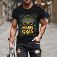 thumbnail image 2 of Xixinqiwan Men Tops Mardi Gras Dress Shirt,Men's Gold Green Purple Round Neck Short Sleeve Tee Mask Print Shirts Carnival Costume Casual Tops, 2 of 6