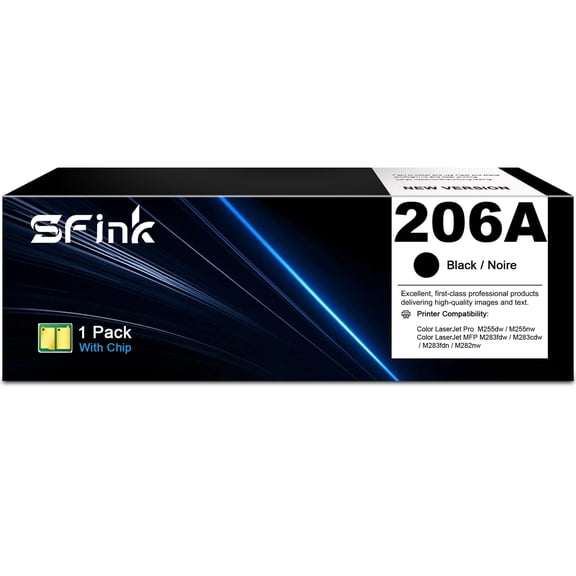 206A W2110A Toner Cartridges With Chip Compatible for HP206 206A Toner for Color LaserJet Pro M255 Color LaserJet Pro M282nw, M283cdw Series Printer (1-Pack,Black)
