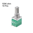thumbnail image 2 of Uxcell B100K Ohm Single Turn Rotary Film Potentiometer Variable Resistors Carbon Green 10pcs, 2 of 3