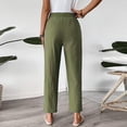 thumbnail image 6 of ClodeEU Women's High Waisted Elastic Waist Tapered Cropped Pants,Casual Trousers with Pockets Army Green,Women's Plus L, 6 of 9