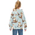 thumbnail image 4 of Kids' Hooded Pullover Sweatshirt Casual Tops Long Sleeve Print Hoodies Pocket Cute Otters in Various Poses, 4 of 9