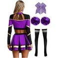 thumbnail image 2 of vastwit Women Cheer Leader Dance Crop Top with Skirt and  Accessories Cheerleading Outfits Purple&Black L, 2 of 5