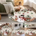 thumbnail image 5 of Large Round Rug 8Ft Washable Non-Slip, Rustic Christmas Snowman Circle Area Rugs for Living Room Bedroom, Xmas Snowflake Elk Tree Balls Indoor Floor Mats Carpet Runner for Home Decor, 5 of 8