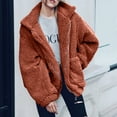 thumbnail image 2 of Ladies Loose Plush Long Sleeve Zipper Pullover Pocket Color Sweater Coat, 2 of 6