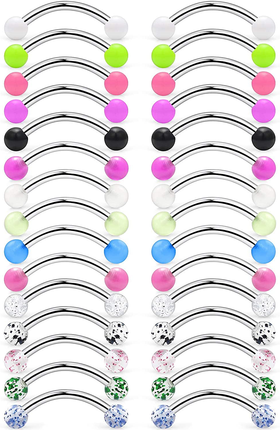 choice of colours 16g 16mm Surgical Steel Glow in the Dark Tongue Bar Barbell! 