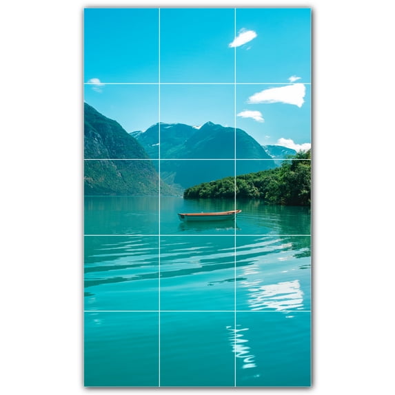 Picture-Tiles.com: Boat Ceramic Tile Wall Mural WAL500241-35S. 12.75"W x 21.25"H using (15) 4.25" x 4.25" Ceramic Tiles-Satin Finish