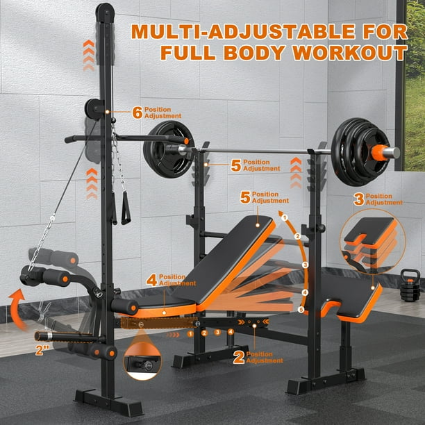 GIKPAL 800lbs 10-in-1 Multi-Function Adjustable Weight Bench Press