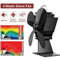 thumbnail image 1 of 4-Blade Hot Air Fan Fireplace Fan Blade Of Fan Burning Wooden Box 8 Color, 1 of 5