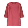thumbnail image 4 of Guieoi Womens Tops Plus Size Women's Trendy Fall V Neck Three-quarter Sleeve Solid Red Black*Friday/Cyber*Monday, 4 of 6