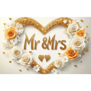 Mr. & Mrs. Romantic Wedding Banner Waterproof Polyester 70.84x43.31" Perfect for Receptions Garden Parties Home Decor