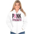 thumbnail image 4 of Pink Strength Breast Cancer Awareness Zip Hoodie Sweatshirt Women Brisco Brands M, 4 of 6