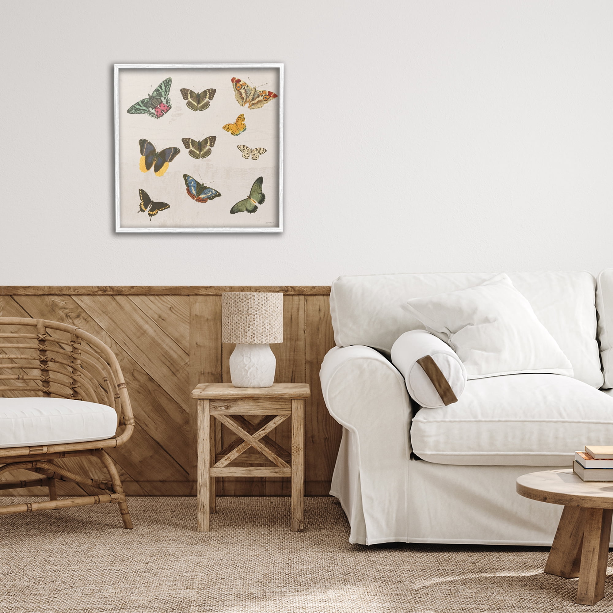 Stupell Industries Antique Butterfly Flight White Framed Giclee Art, design by Dan Meneely