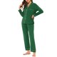 thumbnail image 4 of Pijamas de mujer INSPIRE CHIC, conjunto de ropa de dormir de modal con botones, mangas largas y pantalones, color verde, 4 of 5