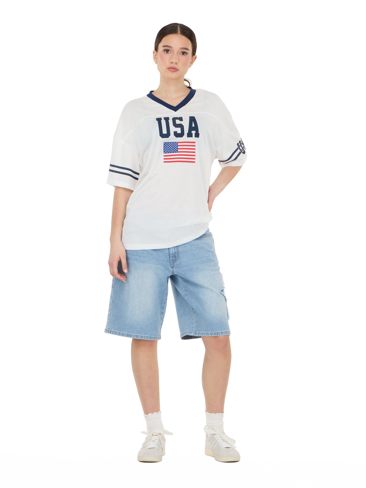 Forever 21 Women's Mesh Oversized USA Soccer Jersey Tee, Sizes XXS-XXL