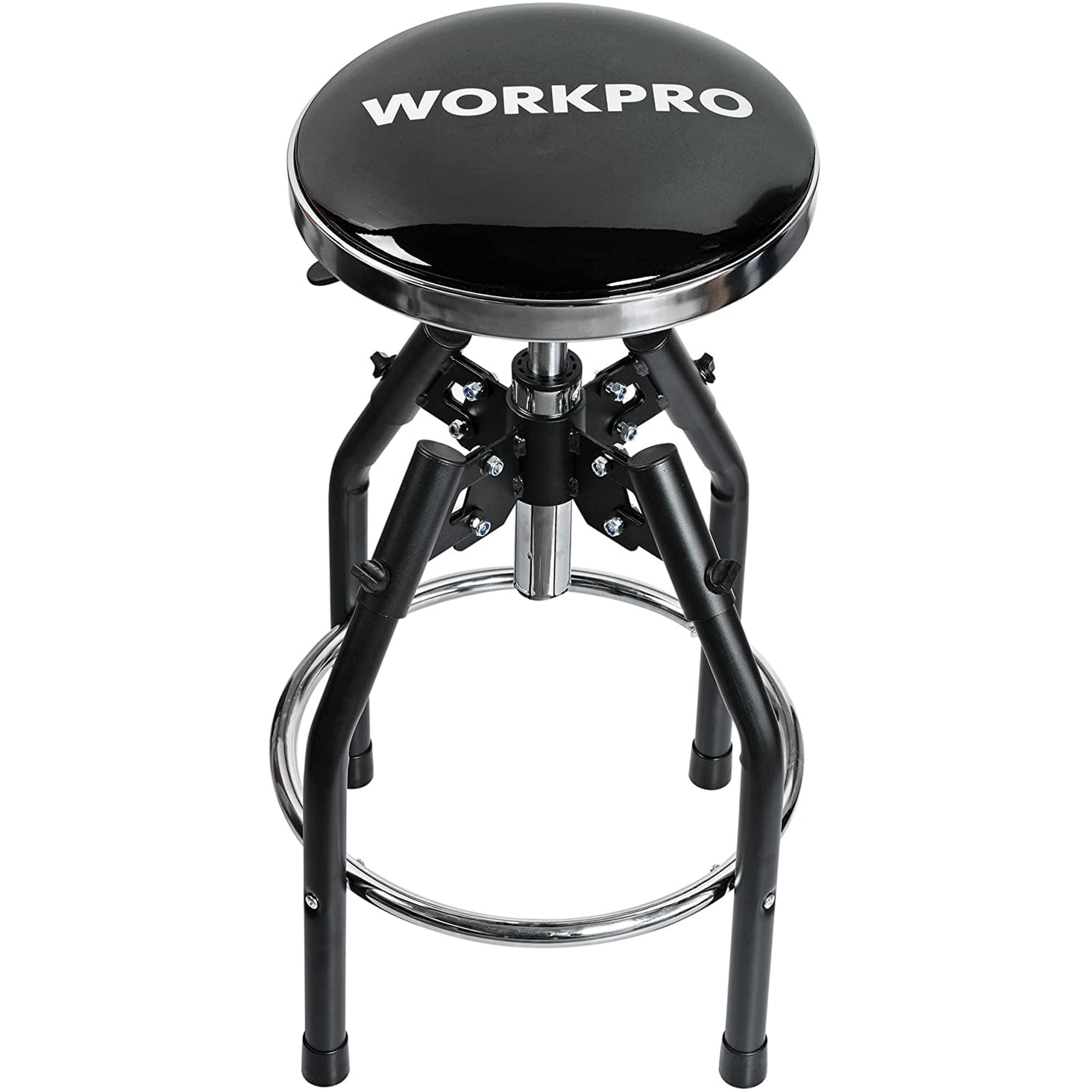 WORKPRO Heavy Duty Adjustable Hydraulic Shop Stool,Garage Bar Stool, 29in to 33.86in, 330-Pound Capacity, Black