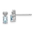 thumbnail image 1 of 925 Sterling Silver Aquamarine Diamond Earrings Drop Dangle Birthstone March, 1 of 6
