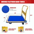 thumbnail image 3 of HPDAVV Foldable Platform Hand Truck - Foldable Dolly Cart 18" W x 28" L for Moving Easy Storage and 360 Degree Swivel Wheels 330lbs Capacity, Blue, 3 of 7