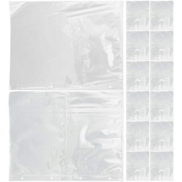 BRIGHTFUFU 50Pcs Transparent Four Holes Photo Album Pages with Reusable Sleeves for Home Photo and Card Storage