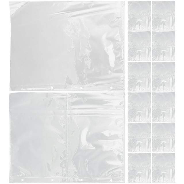 BRIGHTFUFU 50Pcs Transparent Four Holes Photo Album Pages with Reusable Sleeves for Home Photo and Card Storage