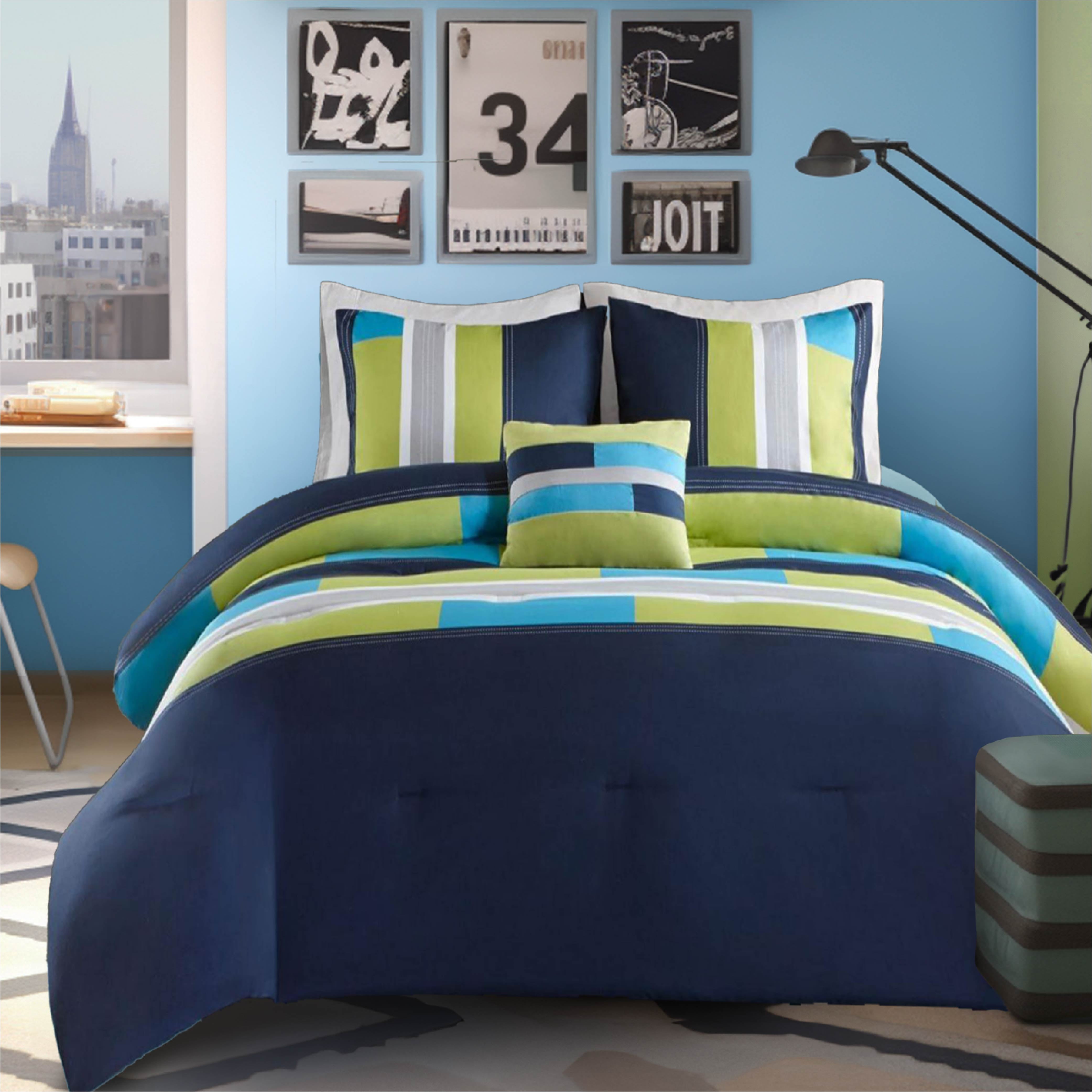 Comfort Spaces 3Piece Twin/Twin XL College Dorm Comforter Set Microfiber Bedding Sets Navy/Blue