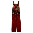thumbnail image 4 of Women's Christmas Printed Jumpsuit - Loose Casual Versatile Romper, Dark Red Size L, 4 of 6