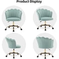 thumbnail image 6 of Swivel Office Chair, Modern Home Office Desk Chair, Velvet Shell Back Vanity Chair with Golden Metal Base, Height Adjustable Upholstered Cute Task Chair, Sage, 6 of 14