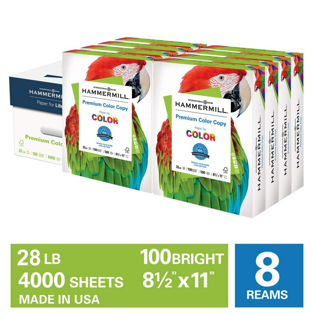 Hammermill Printer Paper, 28lb Premium Color Copy Paper 8.5x11, 8 Ream