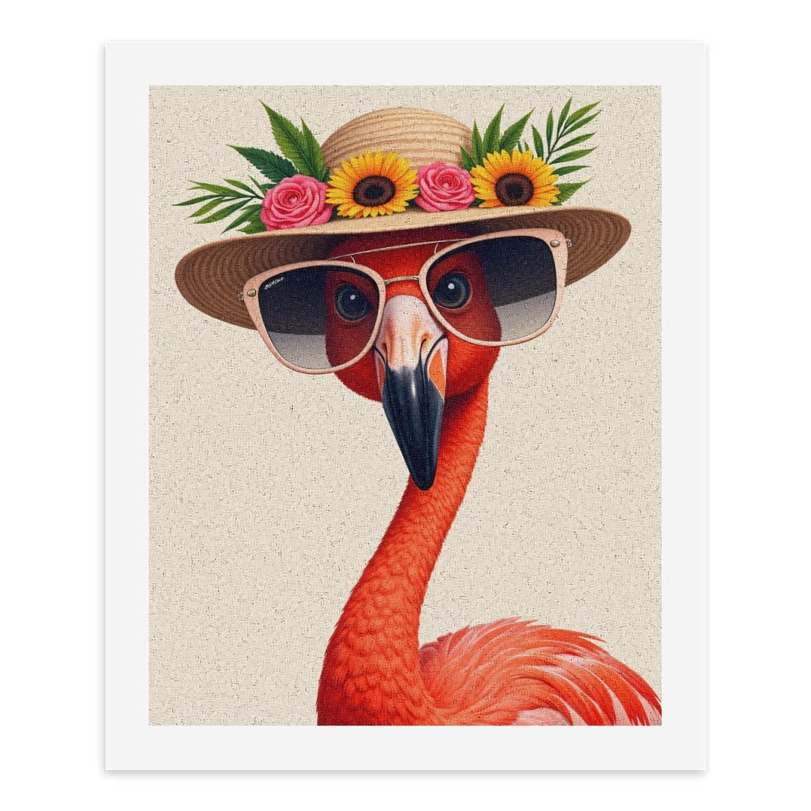 Paint By Numbers Kit for Adults Beginner - DIY Flamingo Summer Hat Sunglasses Flowers Canvas Painting Kits for Adults, Frameless Paint By Number for Adults for Home Wall Decor 16x20 Inch